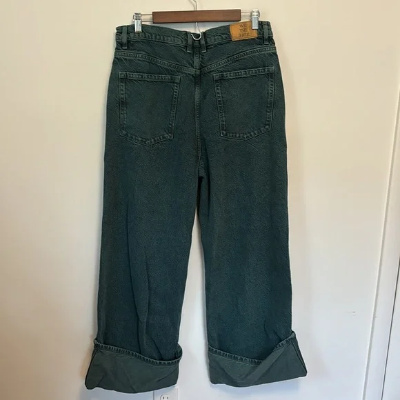 NWOT FREE PEOPLE WE THE FREE WOMENS FINAL COUNTDOWN CUFFED JEANS LUKE GREEN DYE - Picture 7 of 7